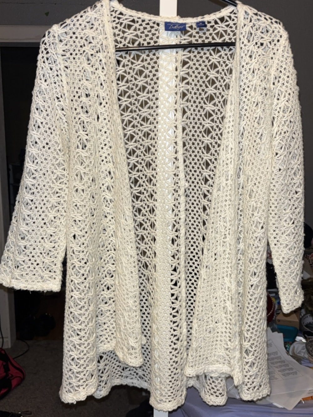 White Open Crochet Cardigan (size M can fit up to XL)